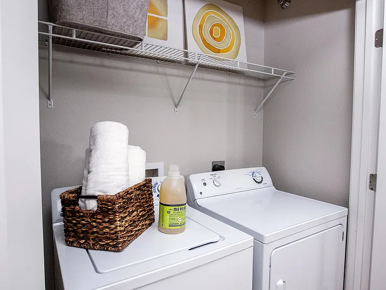 Experience the convenience of full-size washer and dryer appliances in every apartment home, providing practicality and ease for daily living.