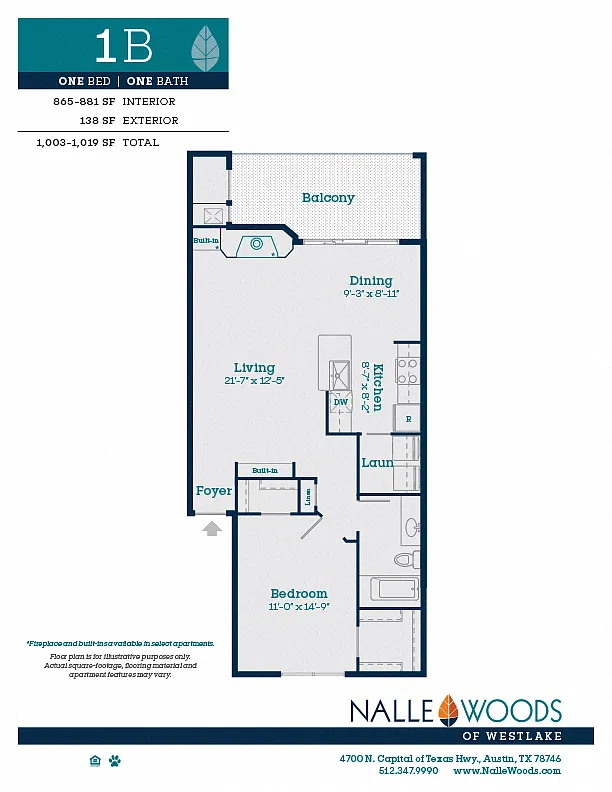 Floor plan One Bedroom One Bath - B