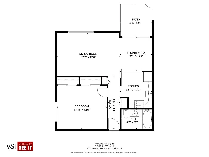 Floor plan Robie - 1 Bed/1 Bath