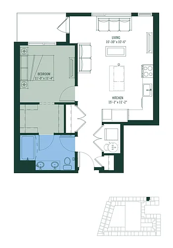 Floor plan 1 Bed/1 Bath-A2