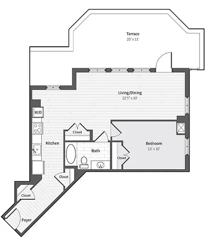 Floor plan 11f14T 1BR/1BA