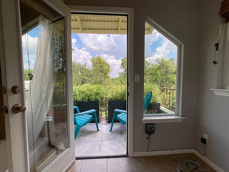from bathroom out to second, smaller deck