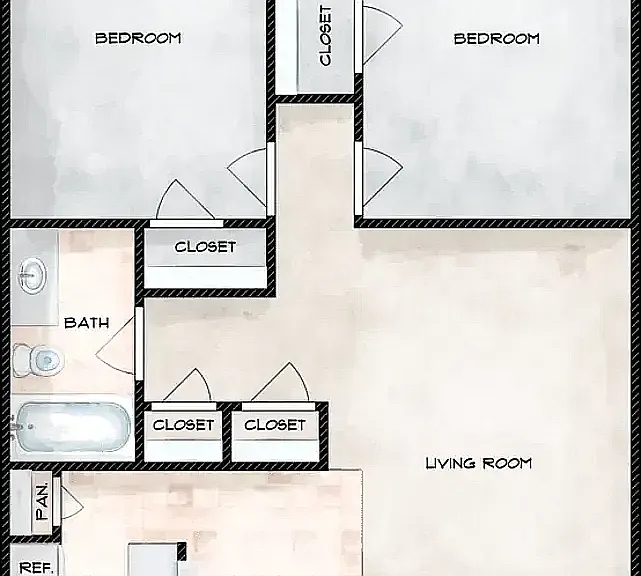 2 BEDROOM & 1 BATH