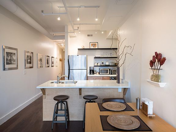 Breakfast space at granite counter tops.