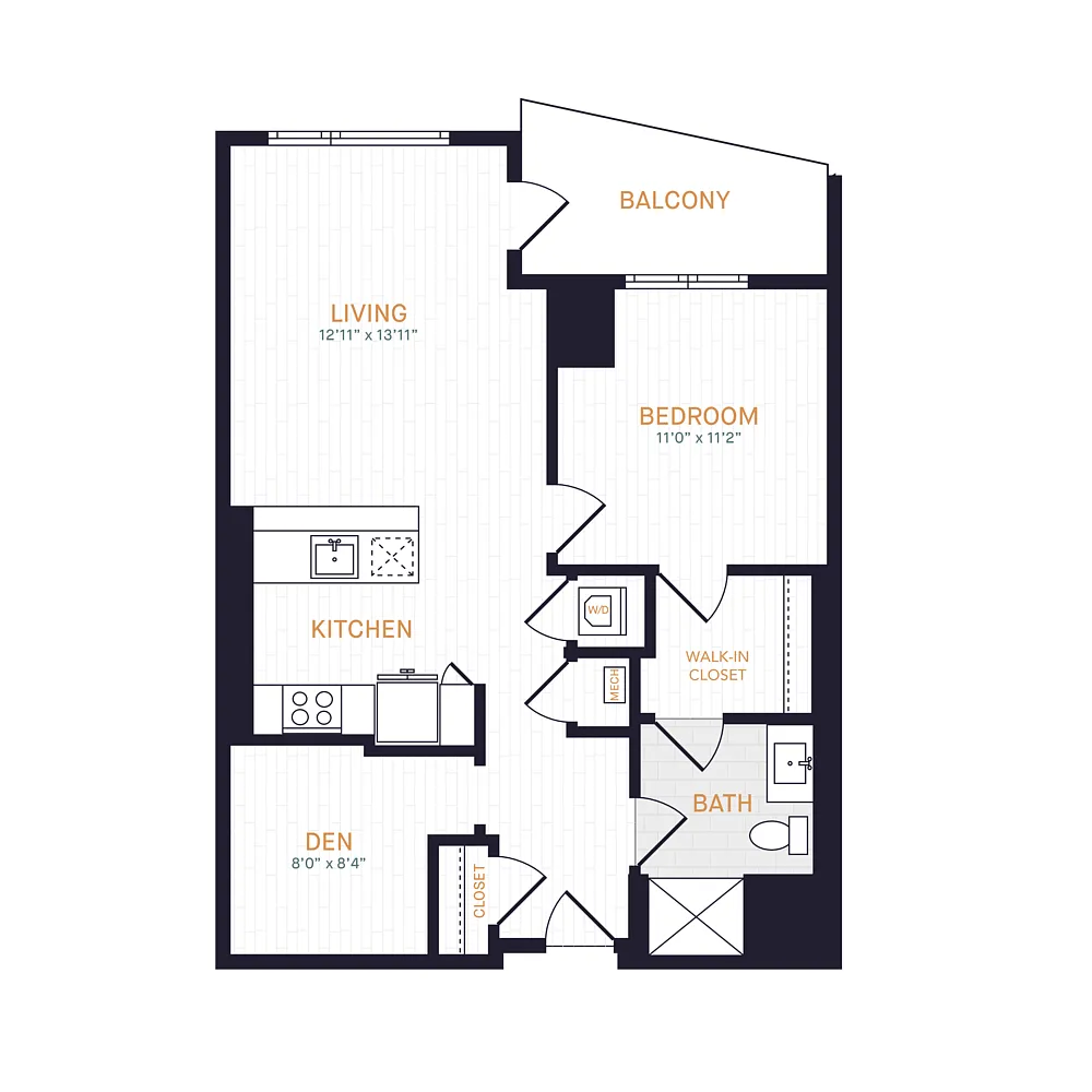 Floor plan A1.3 | 1 Bed | 1 Bath | Den