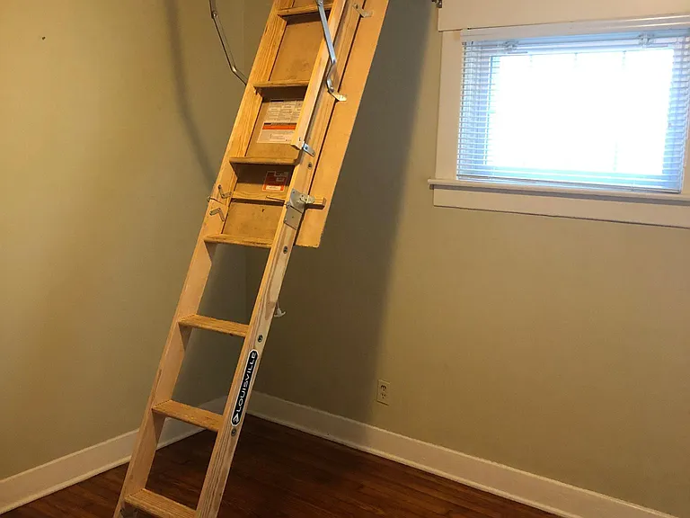 Pull down attic steps fold up when not needed.