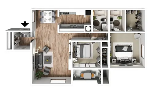 Floor plan 2 x 2 with Foyer
