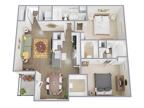 Floor plan 2 Bed, 2 Bath A