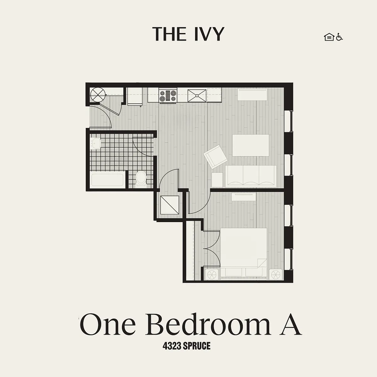 Floor plan 4323- 1 Bedroom