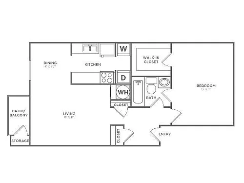 Floor plan Dogwood (700 SF)