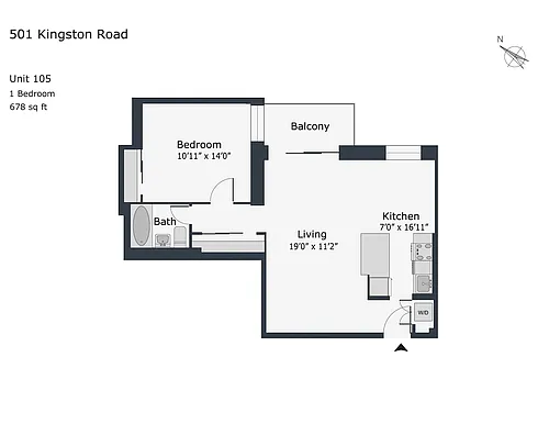 Floor plan 1 Bedroom - unit 105