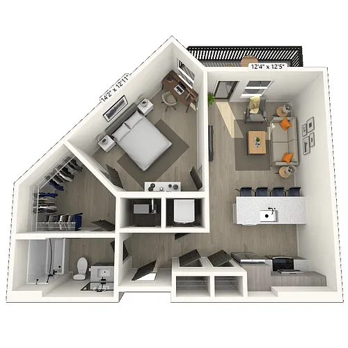 Floor plan A8 1x1 709 SF-FP