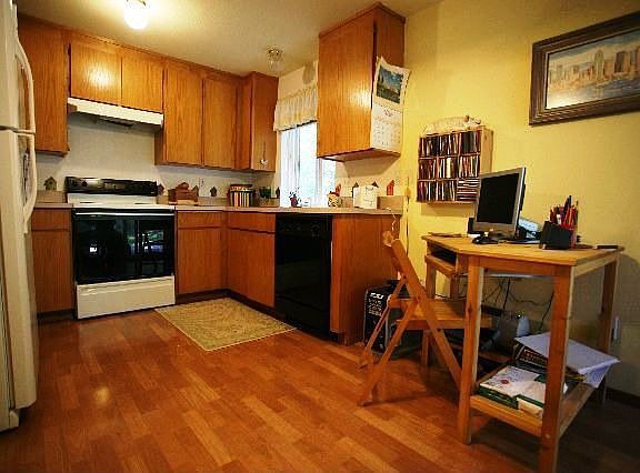 The kitchen has space for an eat in area.