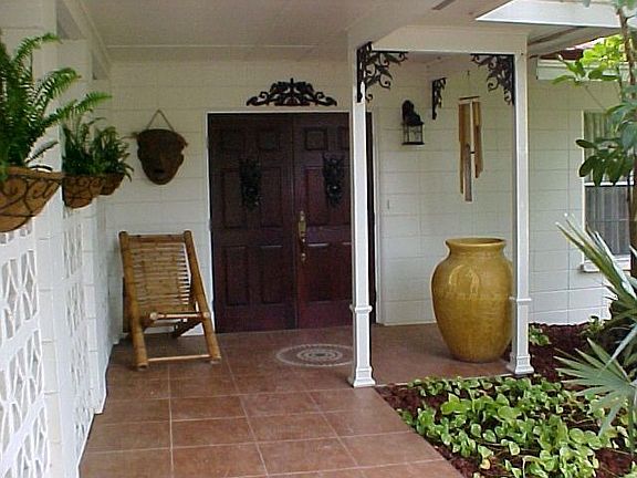 closeup of front porch
