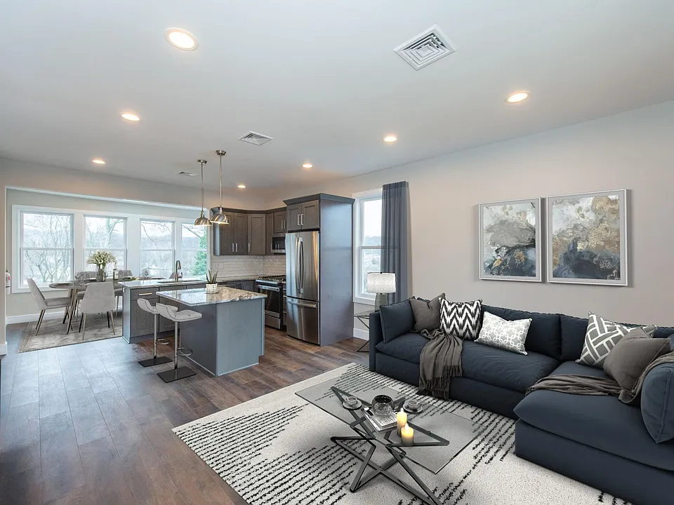 Open floor plan with beautiful flooring