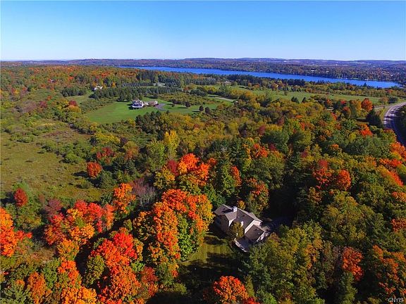 View from above looking out at Cazenovia Lake