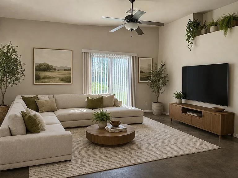Living room virtually staged
