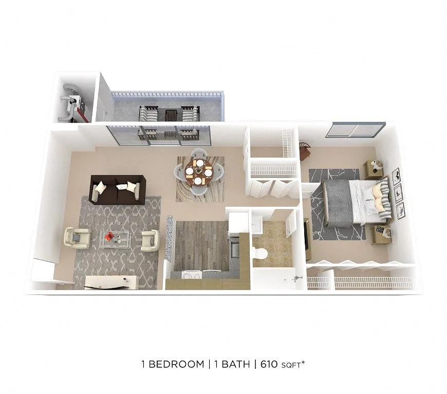 Floor plan One Bedroom-610 sqft
