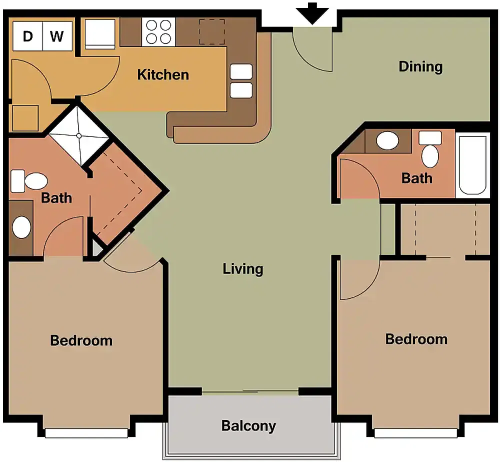 Floor plan 2 Bed 2 Bath