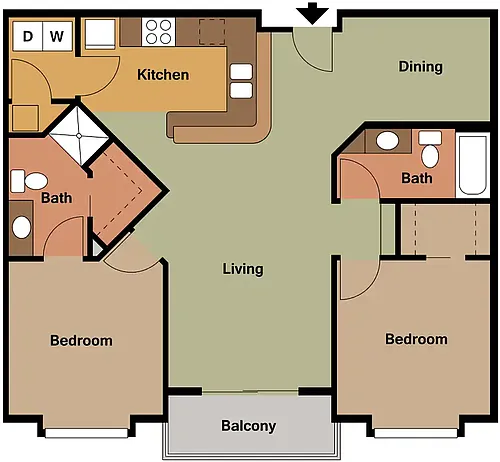 Floor plan 2 Bed 2 Bath