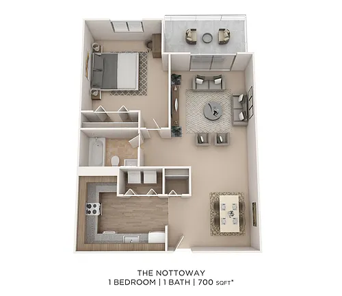 Floor plan One Bedroom - 700 sqft