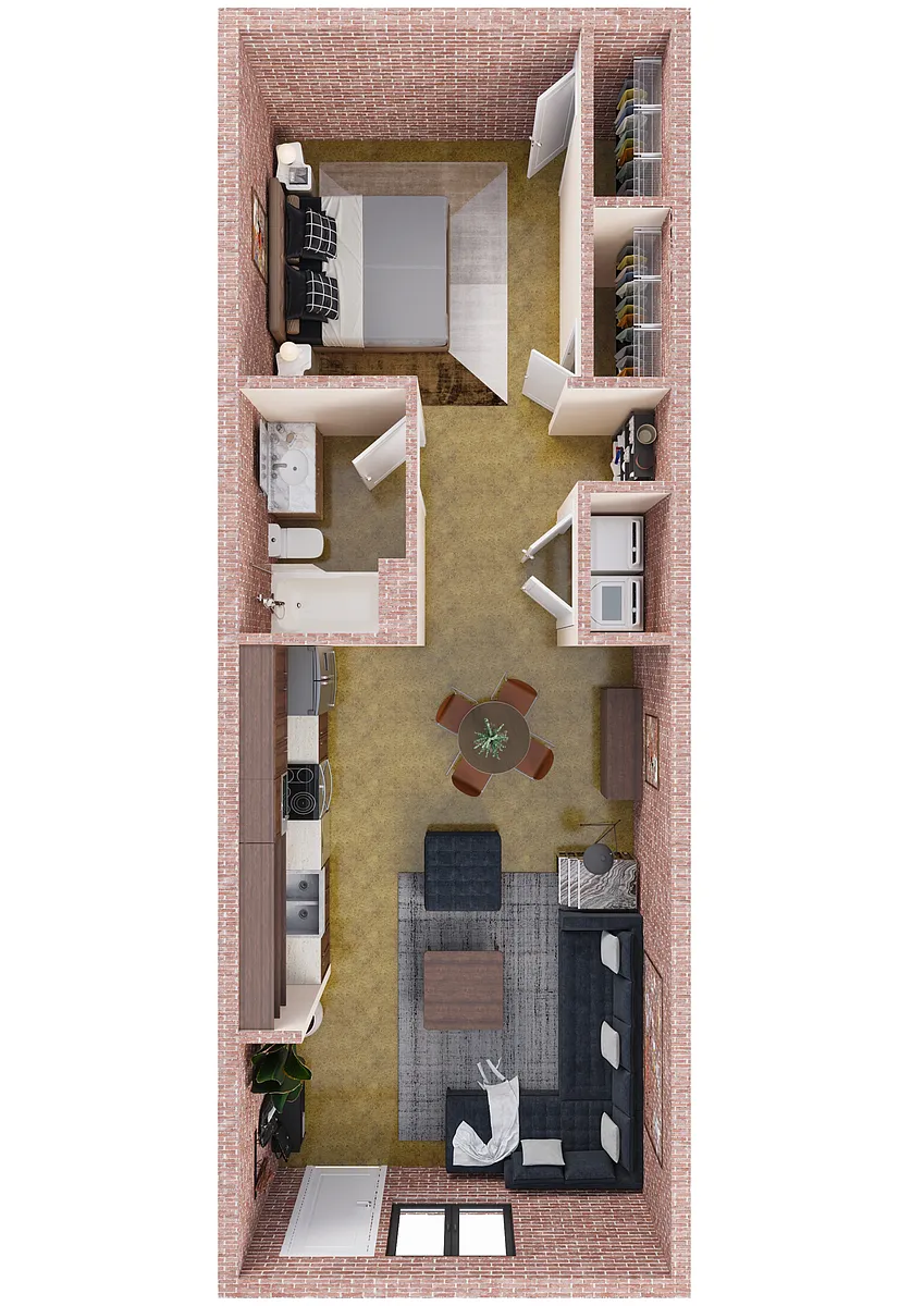 Floor plan A1 Mill on Main - One Bedroom, One Bathroom