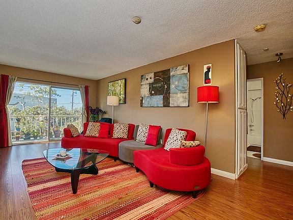Living room off of balcony. 