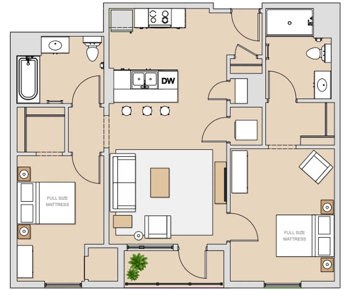Floor plan 2 bed 2 bath