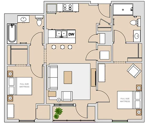 Floor plan 2 bed 2 bath