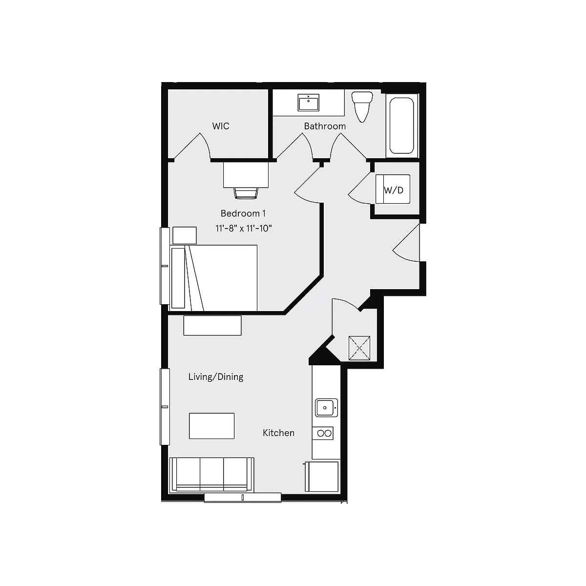 Floor plan 1x1A