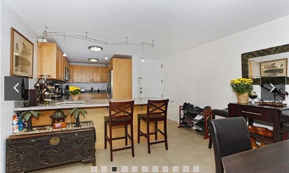 Unit entry door and kitchen