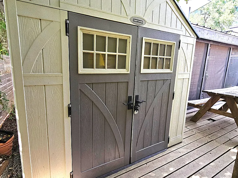 Storage shed may have space for some items, but it holds back up supplies for turn overs