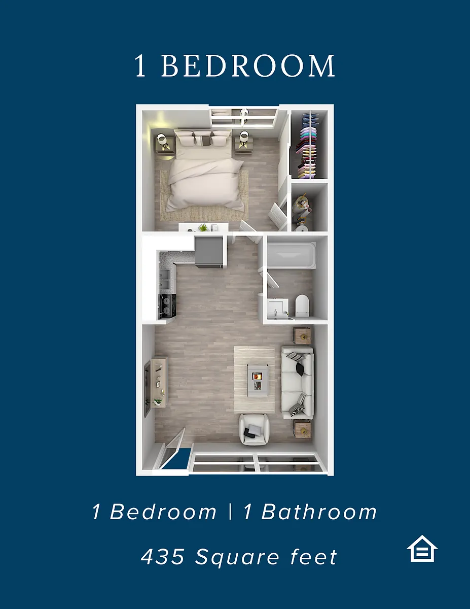 Floor plan 1 Bedroom 1 Bathroom