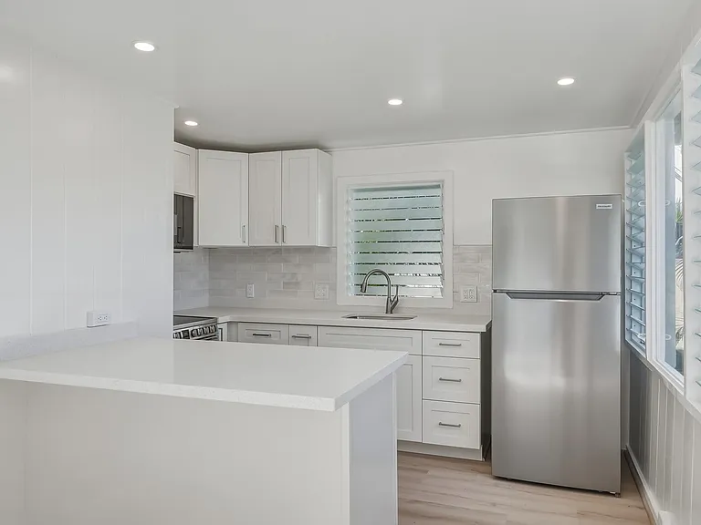 Kitchen bar for indoor dining.