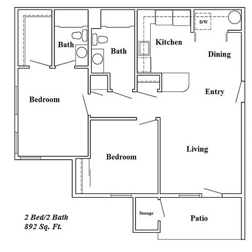 Floor plan 2 Bed 2 Bath