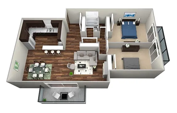 Floor plan 2 beds 1 bath