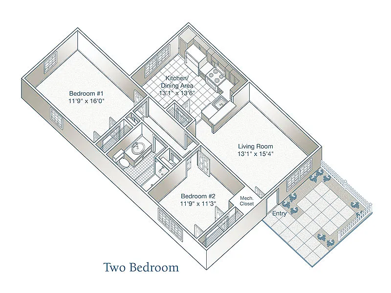 Floor plan 2-Bedroom Affordable Unit
