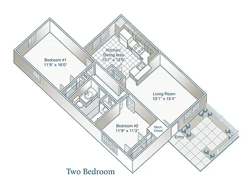 Floor plan 2-Bedroom Market