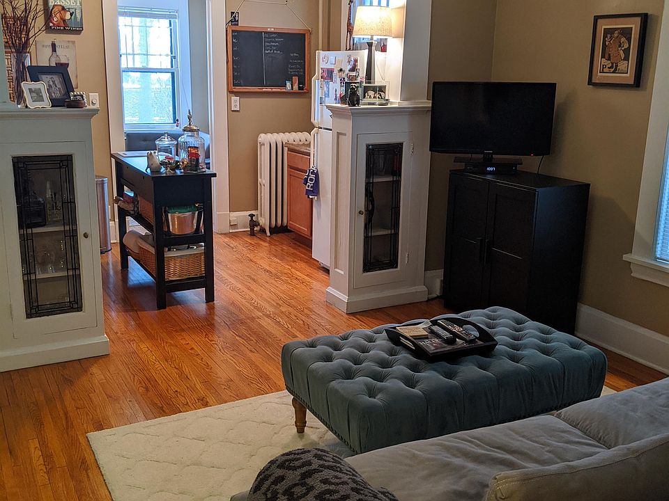 Open-concept living room into kitchen