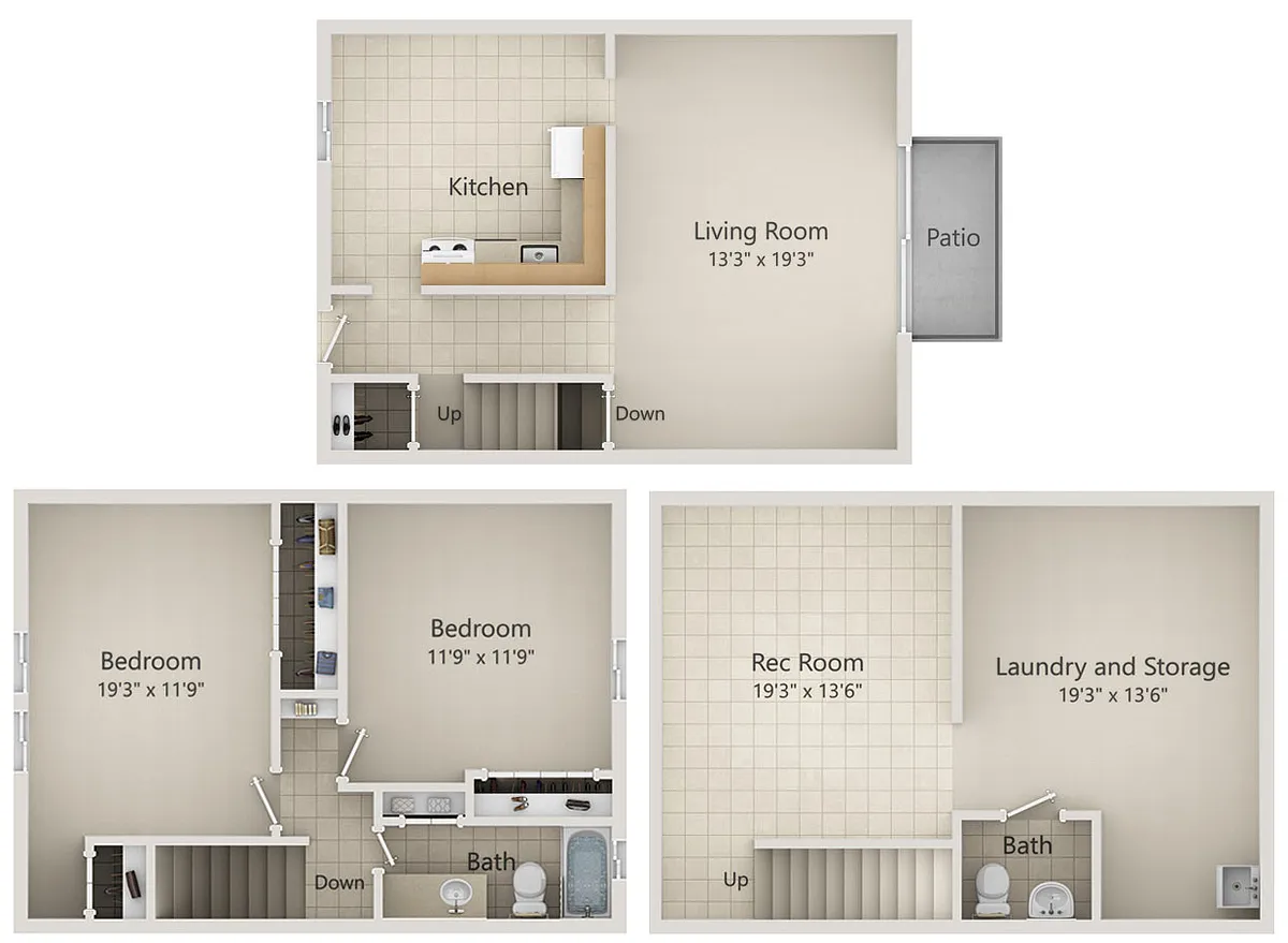 Floor plan 2 BR Townhouse