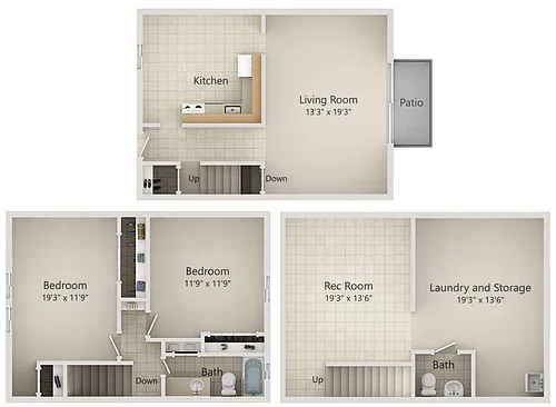 Floor plan 2 BR Townhouse