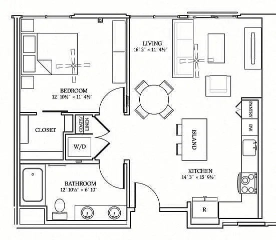 Floor plan ONE BEDROOM 7