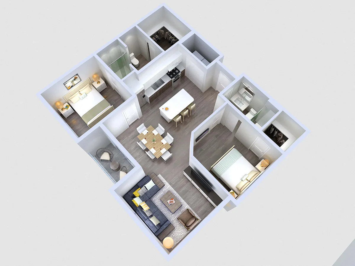 Floor plan B1: 2 Bed 2 Bath