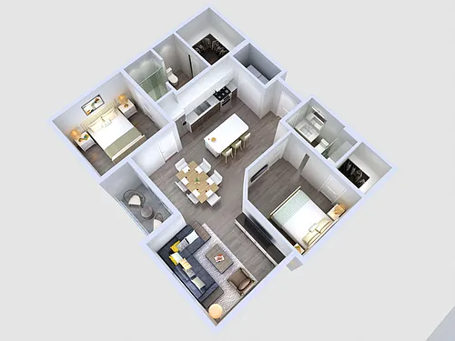 Floor plan B1: 2 Bed 2 Bath