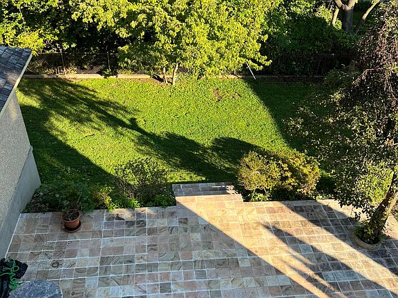 stone patio in rear yard