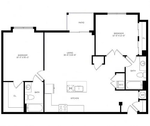 Floor plan Baker (2 Bed)
