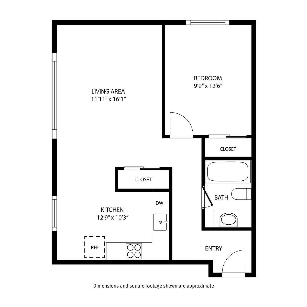 Floor plan 1 Bedroom / 1 Bath