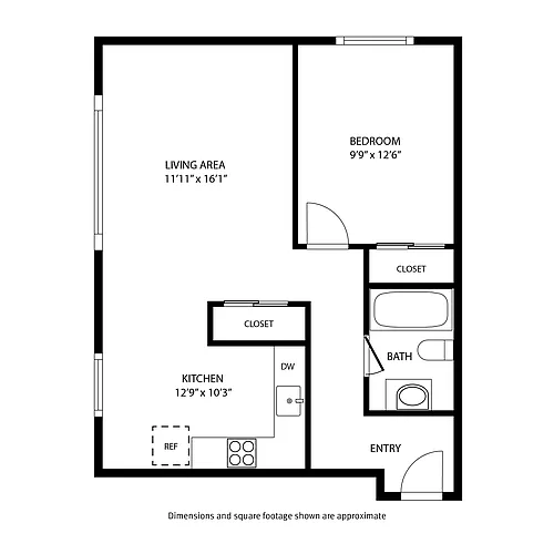 Floor plan 1 Bedroom / 1 Bath