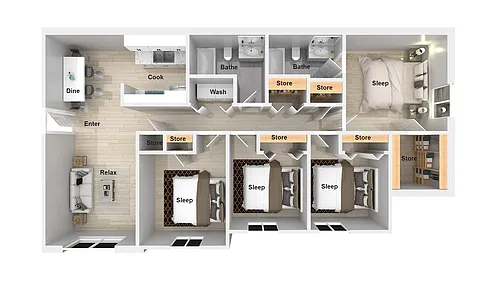 Floor plan 4 Bedroom 2 Bathroom