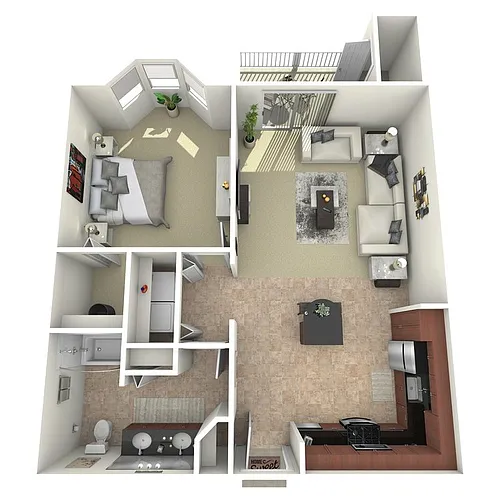 Floor plan 1X1 B